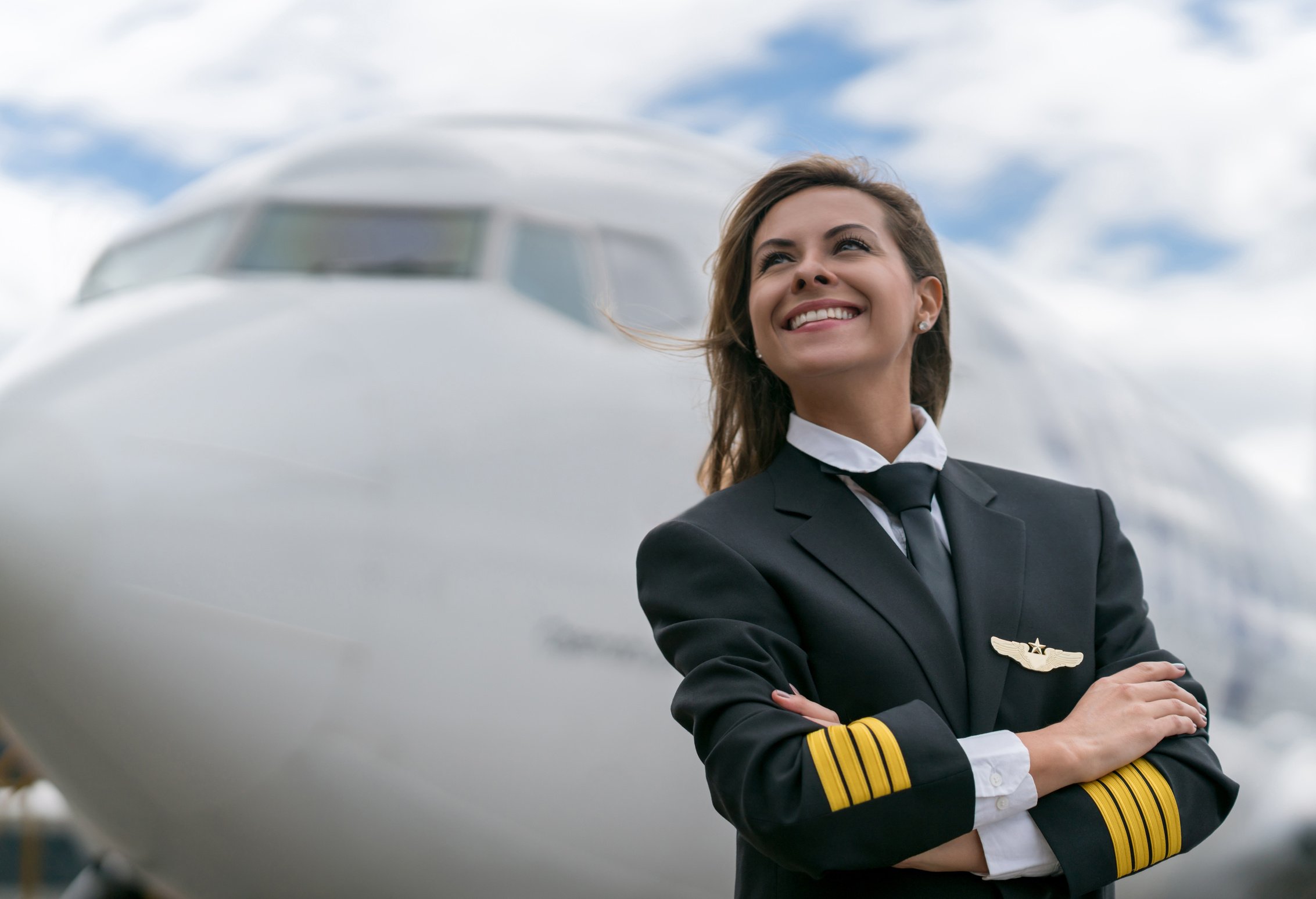 Portrait of a successful female pilot